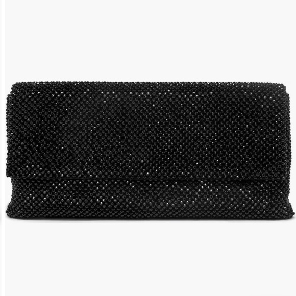 Sequin Black Evening Clutch with Chain Strap - Picture 3 of 8